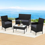 Gardeon 4 Seater Outdoor Sofa Set Wicker Setting Table Chair Furniture Dark Grey ODF-PATIO-17007-GR-AB