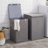 SOGA 2X Grey Medium Collapsible Laundry Hamper Storage Box Foldable Canvas Basket Home Organiser SBOX101X2
