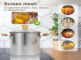 Stainless Steel Deep Fryer Pot, 4000ml Tempura Pot with Strainer Basket Wood Handles for Fried Food V1188-MS-721-316