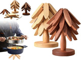 2-Piece Foldable Christmas Tree Design Pot Holders Set Decorative Heat Resistant Trivets with Holder V1258-DP02-BOL-212