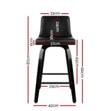 Artiss Bar Stools Kitchen Leather Barstools Swivel Wooden Chairs X4 BA-TW-8836-BKX4-AB