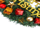 Xmas Wreath for Front Door Plastic Xmas Pine Wreath Decoration with Balls Ornament for Fireplace V1294-YM0901-3115240094613