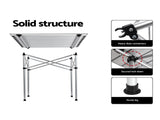 Weisshorn 3pc Camping Table Chair Set Outdoor Folding Aluminium Portable Picnic CAMP-MOON-BKX2-ALUM-70