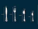 4Set / 16PCS Silver Royal Court Cutlery Set - Vintage Hollow Engraved 410 Stainless Steel Dinnerware V888-ELOSUNG42105
