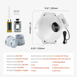 4" to 4.5" Radon Mitigation Fan System Kit Quiet 260 CFM Inline Duct Fan V952-DFSTJ4INCH26M7KEAV3
