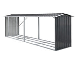 Giantz Firewood Storage Shed 334.5CM x 92CM Outdoor Log Rack Galvanised Steel Wood Holder SHED-LOG-330X92-BK