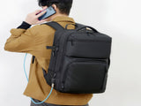 Black Expandable Business Travel Backpack with USB Charging Port - Water-Resistant Laptop Bag for V888-ELOSUNG32801