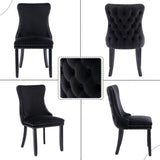 8x Velvet Upholstered Dining Tufted Chairs with Studs Trim and Solid Wood Legs-Black V226-SW8809BK-4