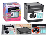 2-Piece Black Smart ATM Piggy Banks - Kids Electronic Money Safe with Password Lock & Auto-Roll V888-ELOSUNG39501