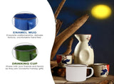 5pcs Vintage Small Enamel Cup with Handle, round Wide Mouth Mug V1366-AZ2-W-18685