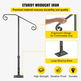 VEVOR Handrails for Outdoor Steps, Fit 1 or 2 Steps Outdoor Stair Railing, Single Post Wrought Iron V952-LTFSSHSDDZJSFS001V0
