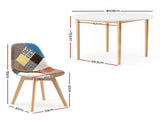 1 Artiss Dining Table and 4 Fabric Eiffel Chairs Set White DSET-TAB01-56FBX4