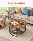3 Pieces Round Coffee Table Set 80 cm with 2 End Tables for Living Room V952-KTZZTZTMYZWPM7ELZ001V0