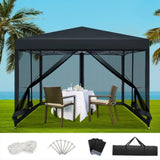 Instahut Gazebo Pop Up Marquee 3x3m Wedding Party Outdoor Camping Tent Canopy Shade Mesh Wall Black GAZEBO-POP-M-FG-3X3-BK