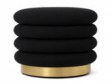 Interior Ave - Roma Round Velvet Ottoman / Footstool Black V355-IA-OTT-ROM-BLK
