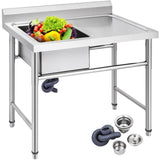 Handmade Sink Non-magnetic Stainless Steel Kitchen Sink Hand Made 1 Compartment 40.6 x 39.4 x 25.4 V952-DCBXGSCDYPT000001V0