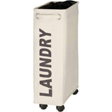 narrow laundry basket, laundry basket on wheels, Corno beige, Polyester, 43 l, 18.5 x 60 x 40 cm V1237-ZY-203-2637