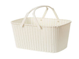 Imitation Rattan Woven Basket Plastic Handheld Fruit Storage Basket Beige for Home V1294-YM0901-3117240204111