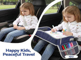 Keezi Kids Travel Tray Car Seat Lap Desk Portable Car Desk Organiser for Car & Airplane Blue KTT-44-BL