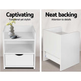 Artiss Bedside Table 1 Drawer with Shelf - FARA White FURNI-C-BS-TOGO-WH