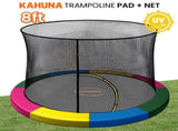 Kahuna 8ft Trampoline Pad and Net - Rainbow KAH-PDNET-08-RB