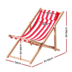 Gardeon Outdoor Deck Chair Wooden Sun Lounge Folding Beach Patio Furniture Red WOOD-B-BC-6021T-RW