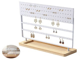 Earring Holder Organizer Stand, 144 Holes 4-Tier Jewelry Display Stand with Detachable Wooden Base, V1192-AZ-W-18378