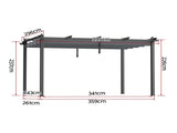 Instahut Gazebo Outdoor Garden Pergola Aluminium Frame Adjustable Canopy 3x4m Grey GAZB-IR-PGL-ALU-3X4-GY