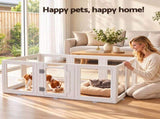 i.Pet Dog Pet Playpen 10 Panels Clear PET Plastic 152x100x57cm for Puppy Exercise PET-PLAYPEN-150L-WH