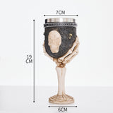Resin Skeleton Hand Holding Skull Goblet 2 PCS, 3D Sculpted Resin Cup, Stainless Steel Inner Insert V1221-XM-LB4265-ZS107