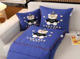 Navy Blue Cap Bear 2-in-1 Foldable Car Pillow - Cozy 40x40cm Pillow, Unfolds to 100x150cm V888-ELOSUNG33116