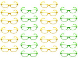 Green and Yellow Party Glasses with Clear Lenses Fun 80s Australia Day or Costume Glasses V563-21030-24X