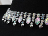 Rhinestone Cowboy Hat - Black Western Hat with Iridescent Gemstone Fringe Band, Wide Curved Brim for V888-ELOSUNG57116-1