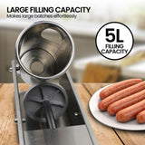 Pronti 5L Sausage Stuffer Stainless Steel with 4 Filling Tubes - Horizontal SSG-STR-HTL-5L