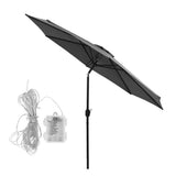 Instahut Outdoor Umbrella 2.9m Market Umbrella with String Light Tilt Charcoal Shade XFEL-UMB-FLAP-LED-CO