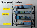 Giantz 4Mx2.4M Garage Shelving Warehouse Rack Black WR-F-20246-200BK-ABCX2