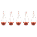 5-Pack Red Plastic Hanging Flower Pots with Hooks, Plant Hangers for Home, Balcony, Garden Decor V1192-AZ-W-22301
