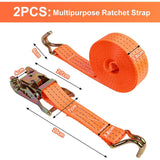 2 Pieces Ratchet Strap With Hooks, Length 6 M, Width 3.8 Mm, Ratchet Tie Down Strap, Tensioning V1188-MS-227-2134