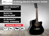 Karrera 12-String Acoustic Guitar with EQ - Black 12S-EQ-BK