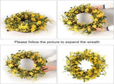 Artificial Spring Wreath 22 Inch Summer Wreaths for Front Door Yellow Daisy Wreath for Indoor V1258-DP02-WO-814