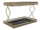 Bathroom Countertop Storage Shelf Space Saving Iron Glass 2 Tier Countertop Organizer for Cosmetics V1294-YM0901-3112250043012