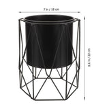 Set of 2 Black Flower Pots with Stands, Indoor Decorative Plant Holders for Home and Office V1369-AZ3-W-20865
