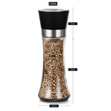 10x 180ml Glass Salt or Pepper Grinder 18cm - Adjustable Ceramic Core Tall Mill V238-SUPDZ-32870164299856