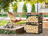 Heavy Duty 2-Tier Firewood Rack - Vertical Log Holder for Indoor Fireplace and Outdoor Fire Pit V888-ELOSUNG18461