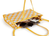 "Yuanqi Checkerboard" Warm Yellow tote bag Two-in-one handbag and cross-body bag, can hold V1102-HEBB-006