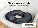 Black Memory Foam Donut Seat Cushion, Ergonomic Tailbone Support for Car, Office Chair and Sofa V1188-MS-731-038