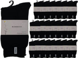 24 Pairs PREMIUM BAMBOO SOCKS Mens Heavy Duty Thick Work Socks BULK Cushion - Black V563-24BBSOX-BLK-SIZE11-14