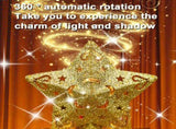 LED Christmas Tree Top Projection Light Shiny Gold Christmas Tree Top Decoration with 5 Slides V1294-YM0901-L6886-1