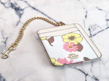 2 Pack Women's Mini Zip Card Holder & Coin Purse with Keychain - White Peach Blossom & Black V888-ELOSUNG41465