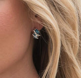 Infinity Love Heart Birthstone Earrings for Women, Crystal Stud Earrings with Healing Stones, V1164-325816